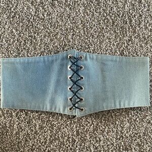 Blue Denim jean Corset lace up Belt elasticized boho cottage core y2k style